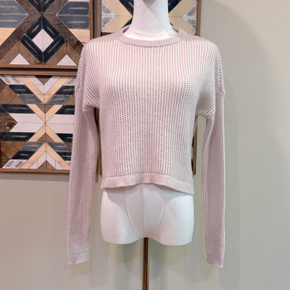 NakedCashmere Cropped Open Knit Sweater in Bone size Small